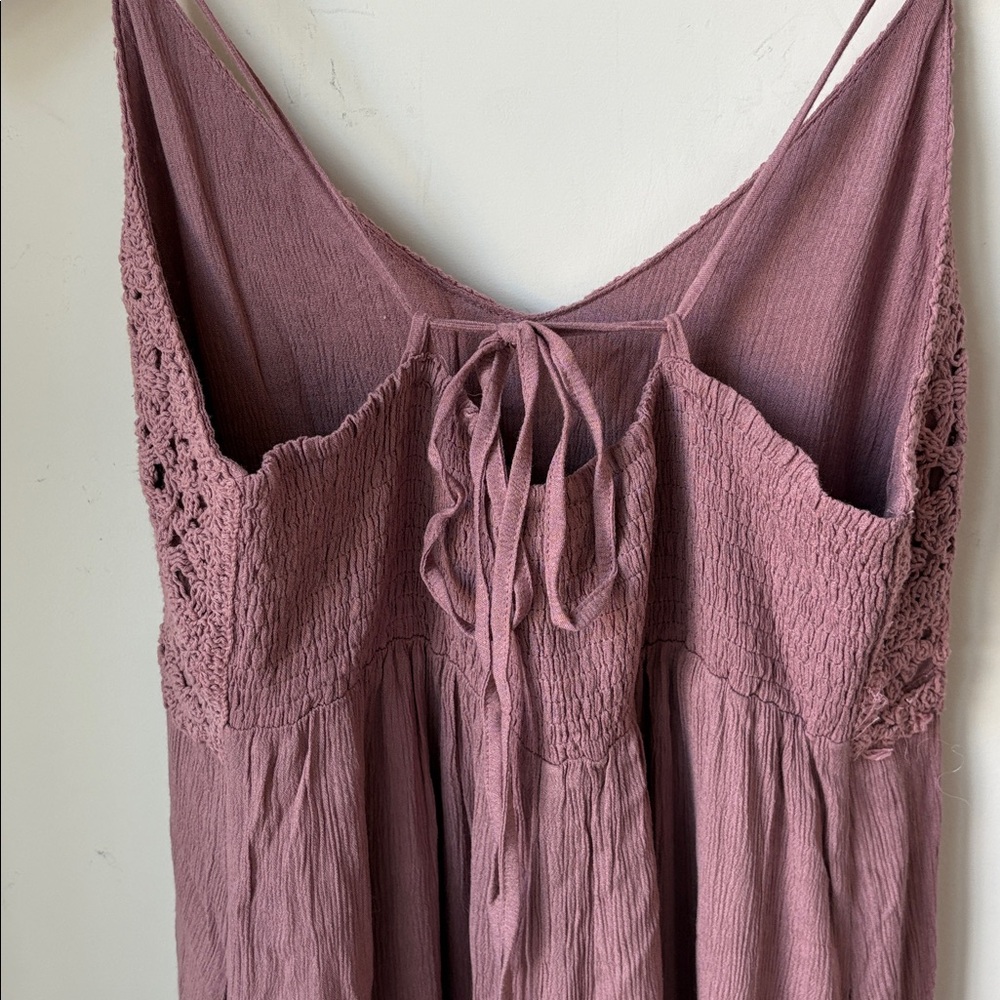 Wishlist Crochet Top Tiered Maxi Dress in Dusty Rose Adjustable Feminine Size L - Picture 5 of 11